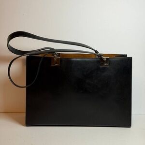 Salvatore Ferragamo Gancini Leather Tote Bag Black Leather